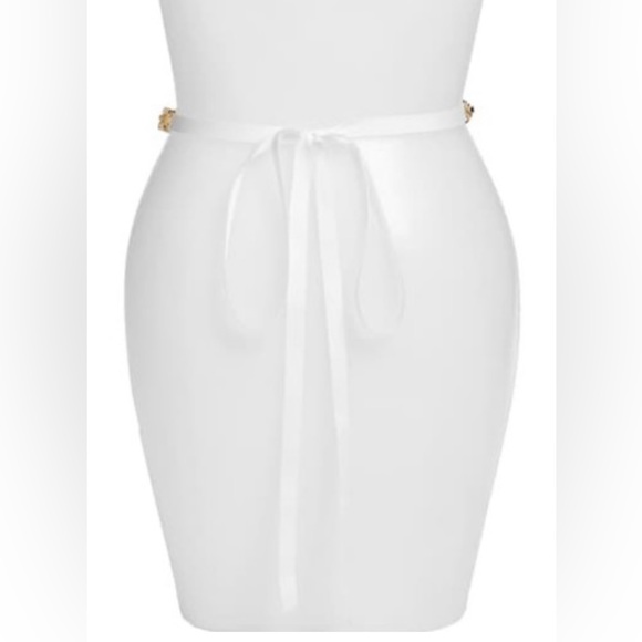 KATA SPADE PEARL AND CRYSTAL FLOWER TIE BELT